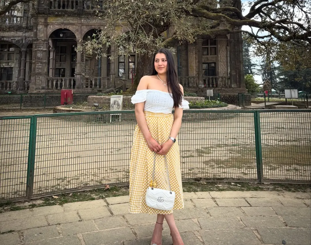 Bright Yellow and White Relaxed Fit Casual Weekend Skirts 