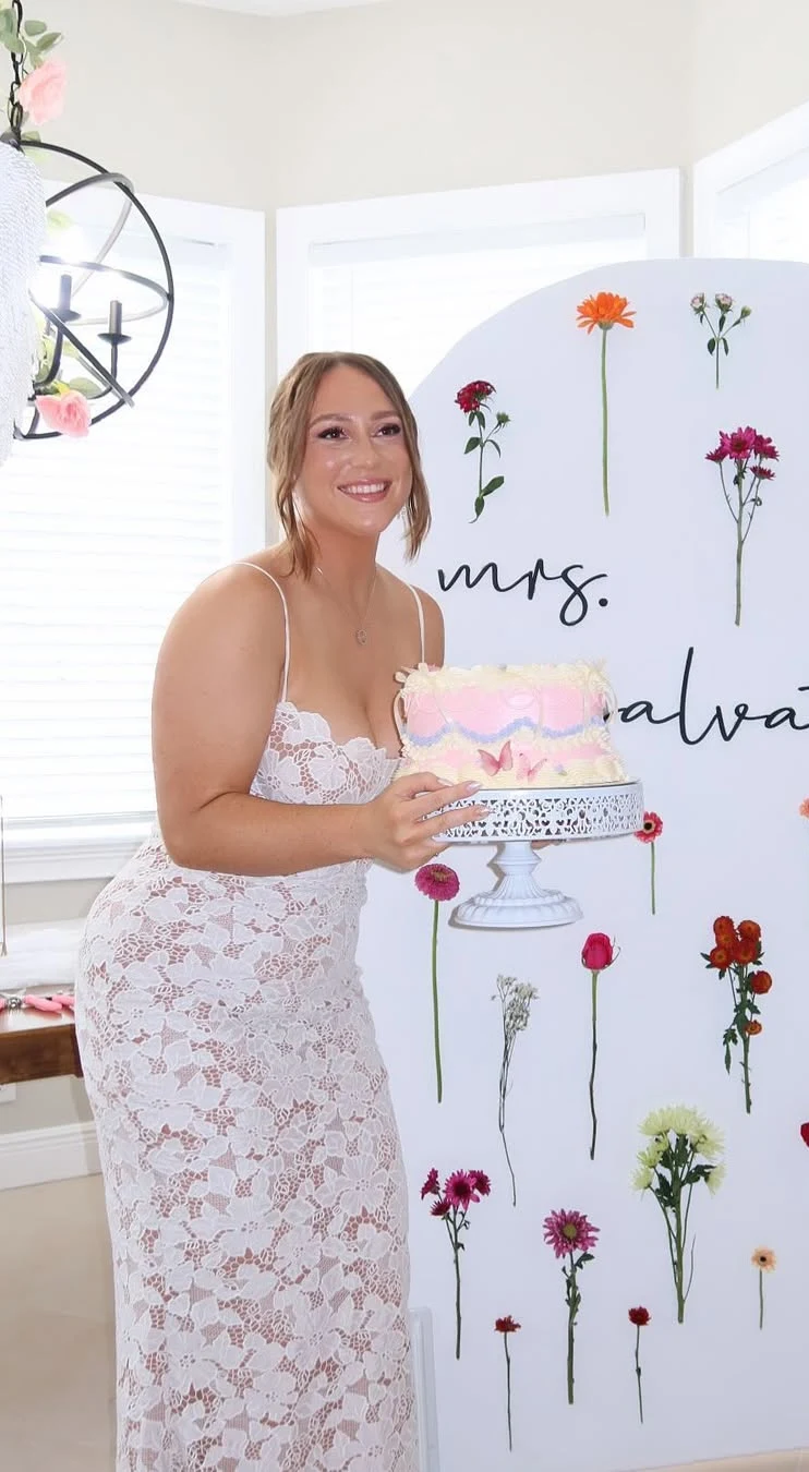 White Lace Fitted Maxi Bridal Shower Look