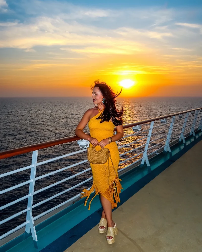Mustard Yellow Halter Fringe Dress with Woven Handbag and Platform Sandals