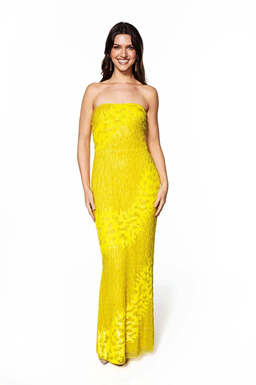 allure strapless embellished gown