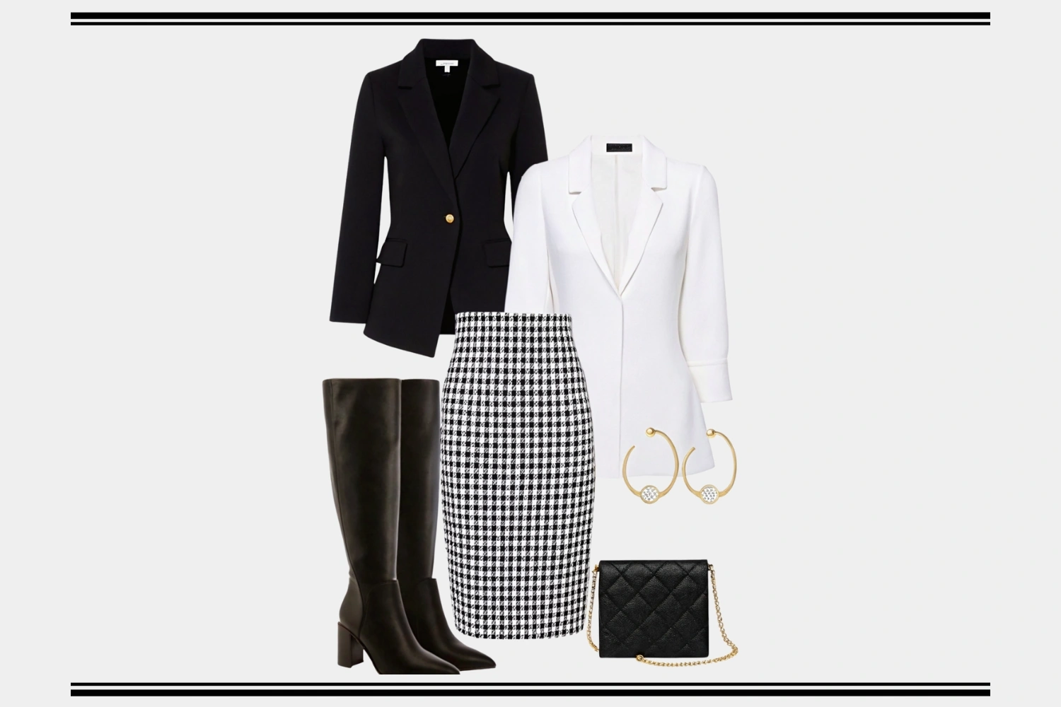 Houndstooth Skirt & Blazer Business-Casual Look