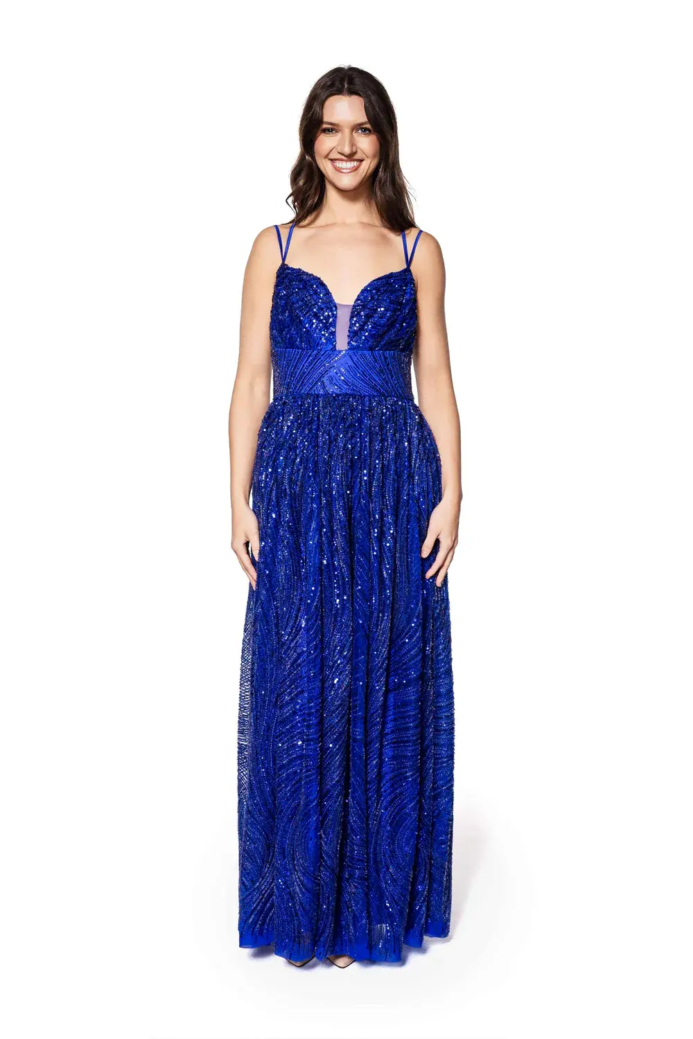 sapphire midnight sequin gown
