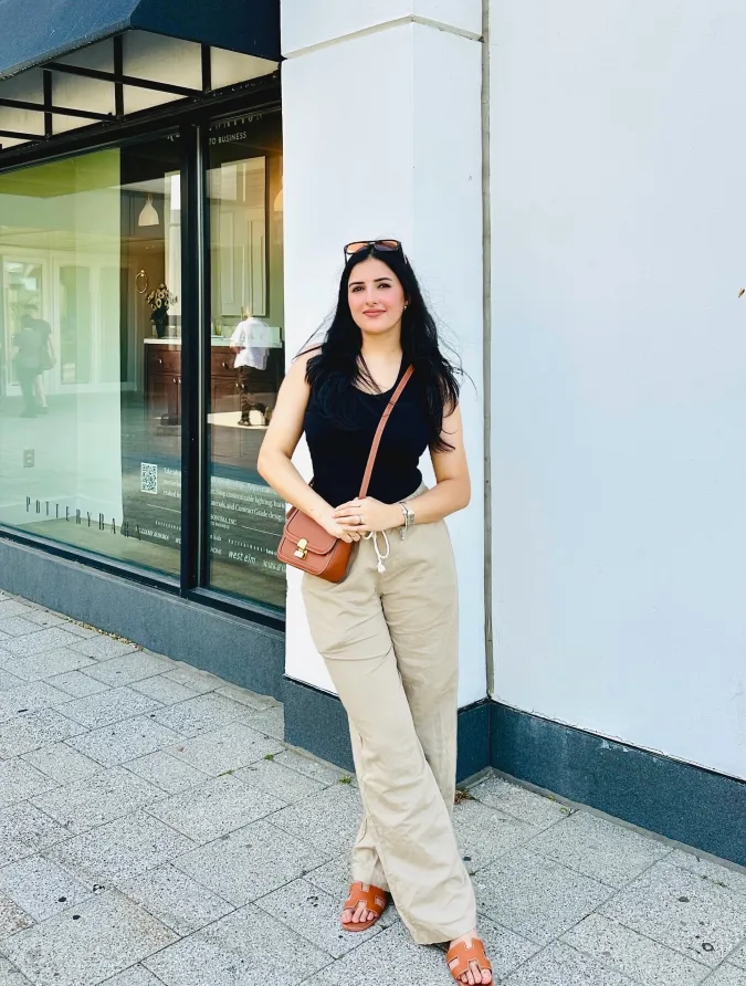  Black and Sand Wide Leg Linen Lifestyle