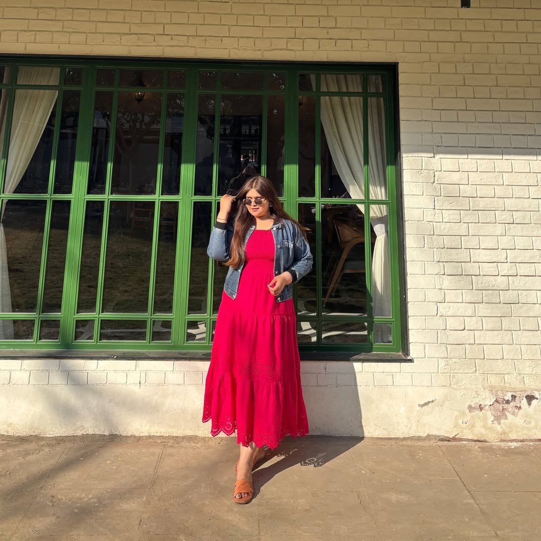 Bold Pink Maxi & Denim Easy Weekend Style