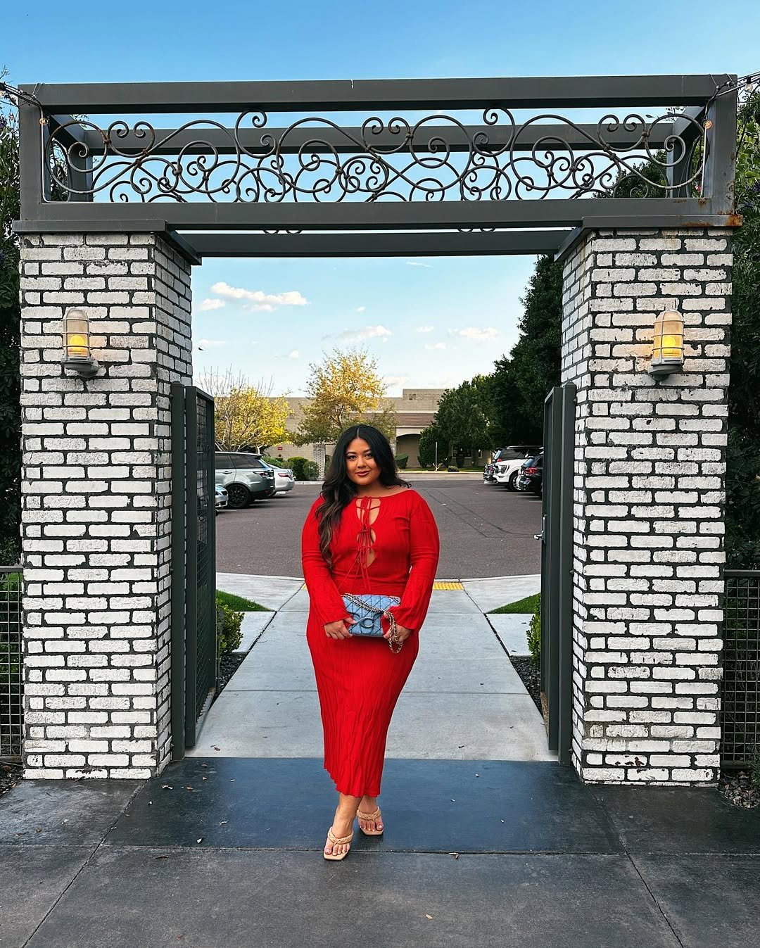 Bold Red Ribbed Knit Midi Dress