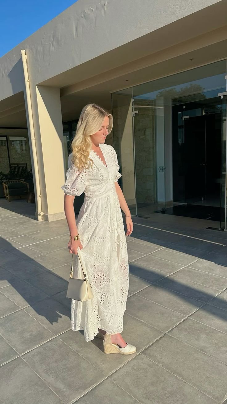 Breezy Eyelet White Maxi Casual Summer Boho