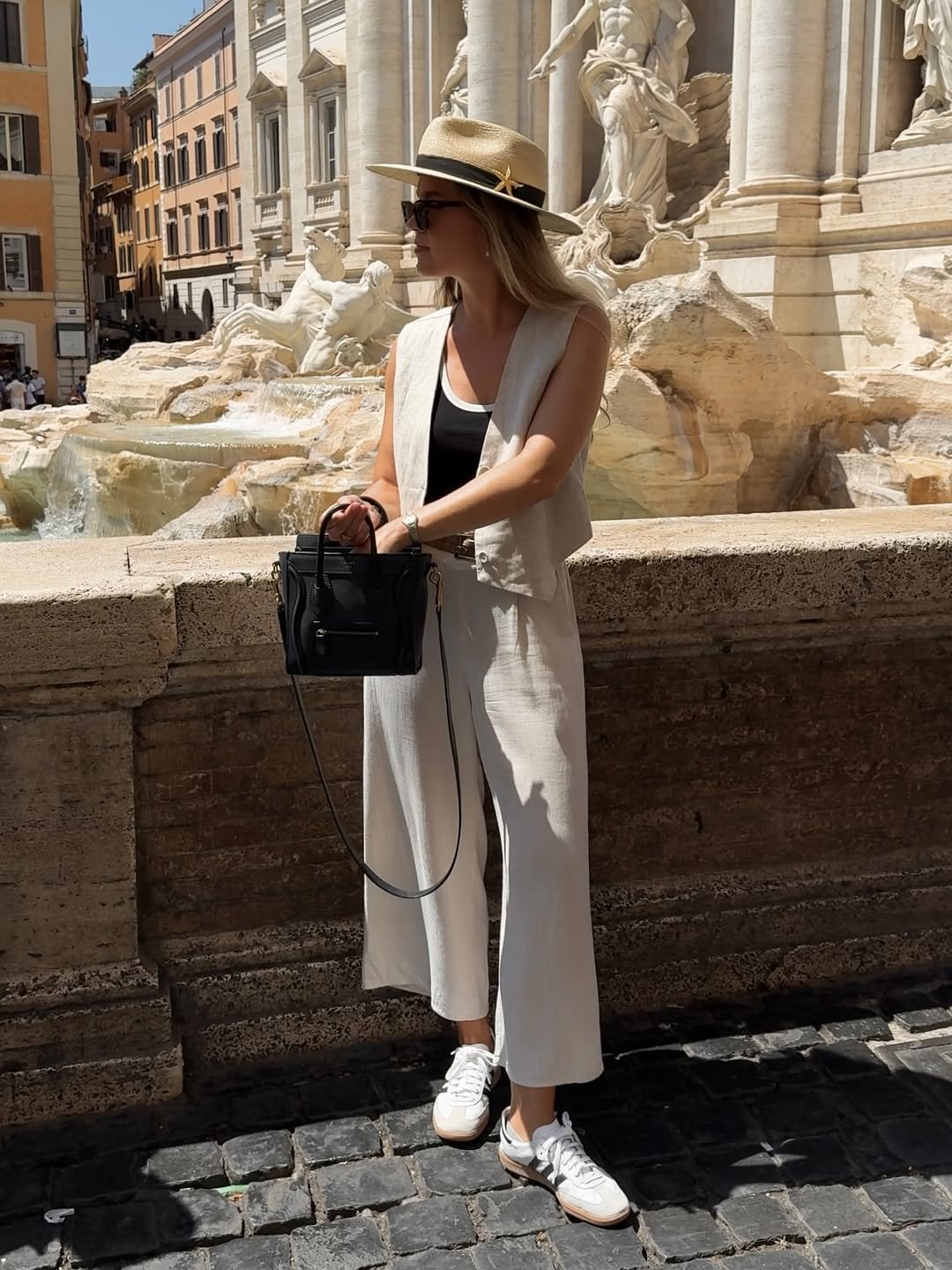 Breezy Off White Linen and Casual Sneakers for Sightseeing The Vacation Ready Look