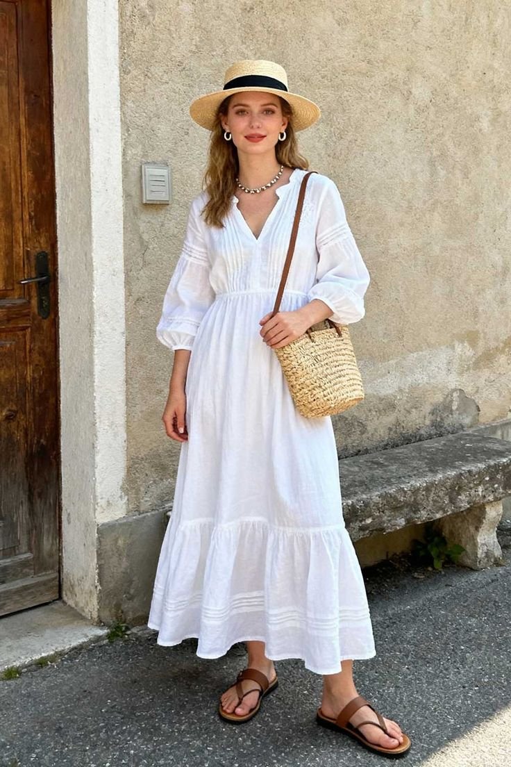 Breezy White Cotton Maxi Relaxed Boho Weekend Chic