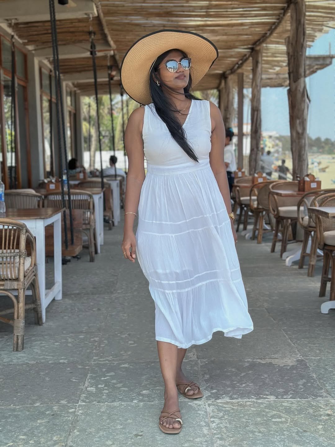 Breezy White Tiered Midi Dress Coastal Chic for July Fourth Backyards