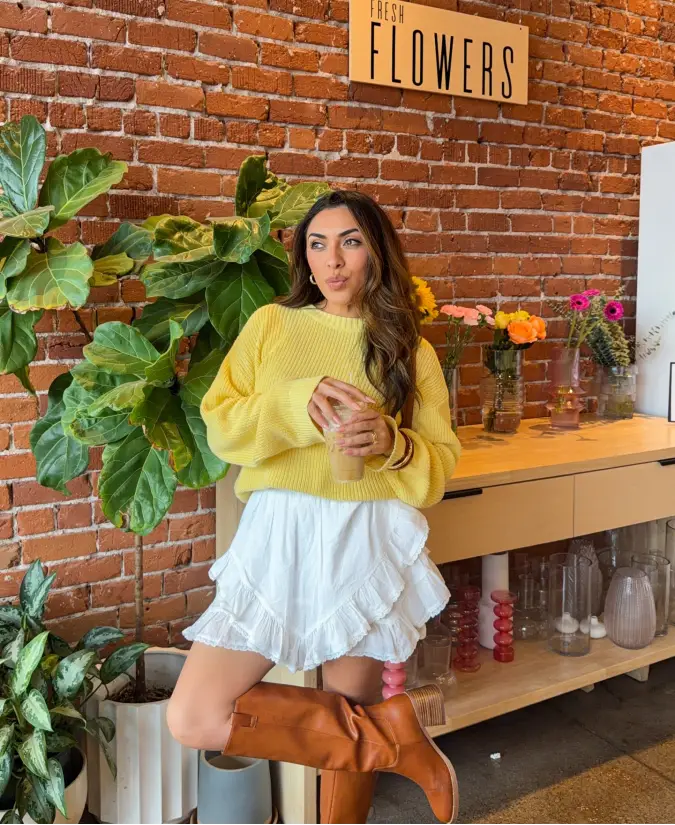 Bright Yellow and Ruffled White Breezy Transitional Knits