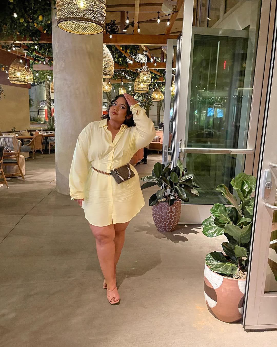 Casual Pastel Yellow Oversized Shirt Dress Style
