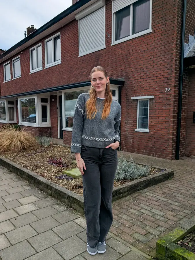 Charcoal Embroidered Wool and Roomy Denim: Cozy Weekend Knits