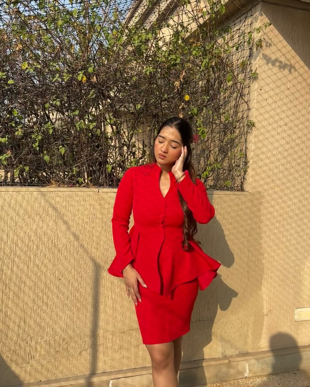 Chic Red Peplum and Skirt Combo for July 4th Outings