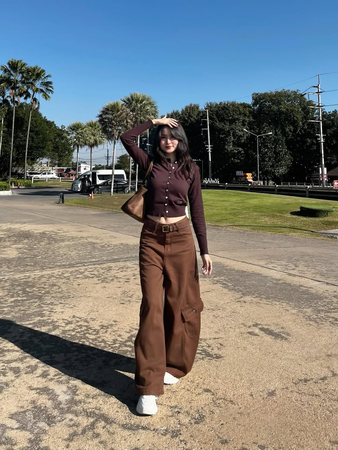 Chocolate Brown Monochrome Wide Leg Utility Style