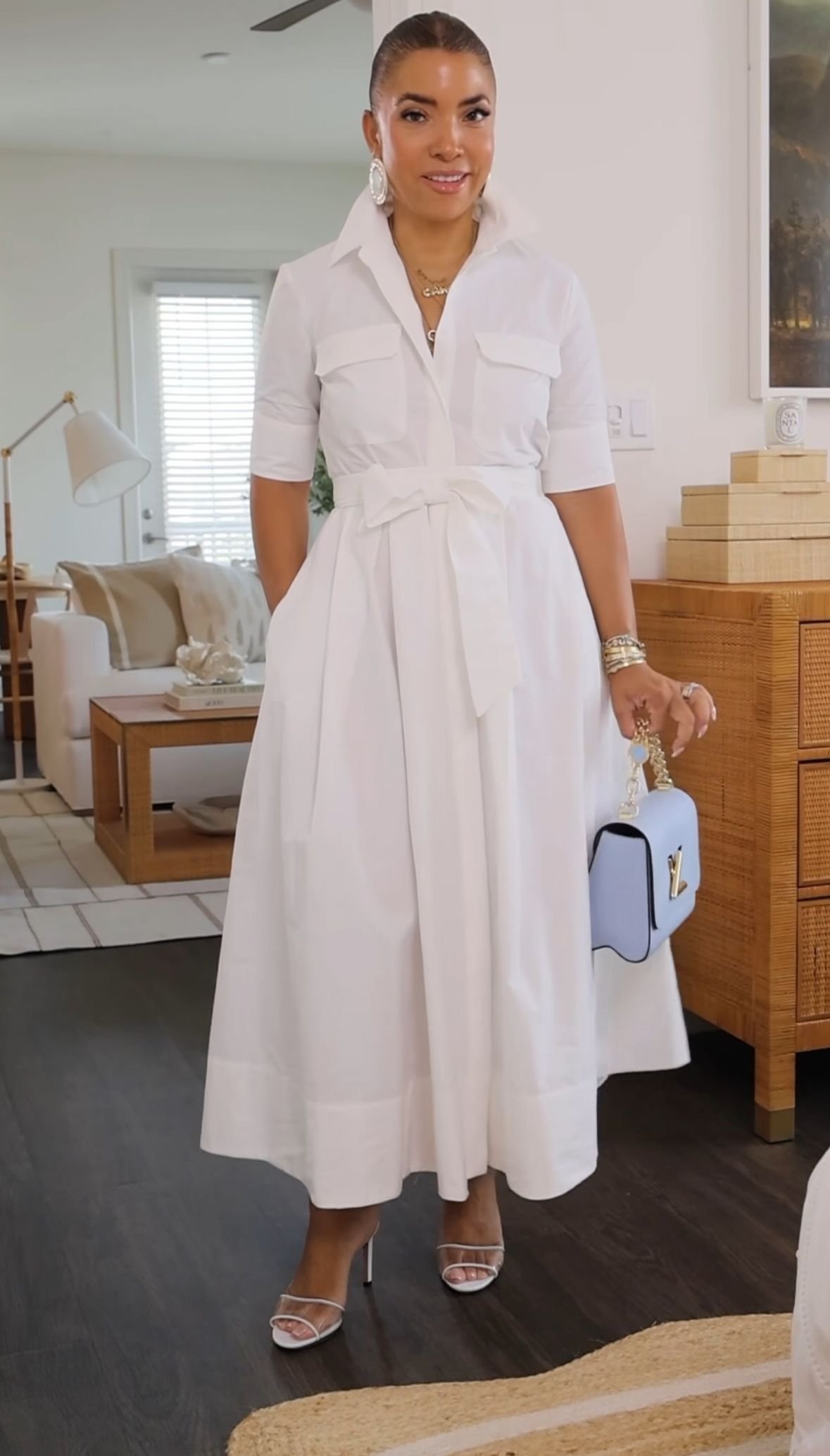 Clean White Belted Dress Elevating Neutral 4th of July Chic