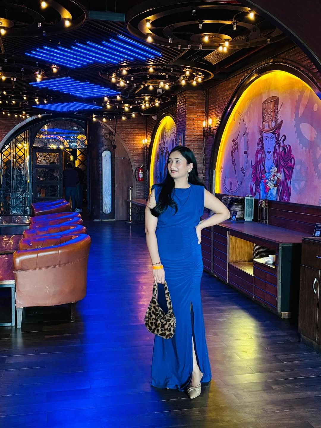Cobalt Blue Fitted Side Slit Maxi Dress