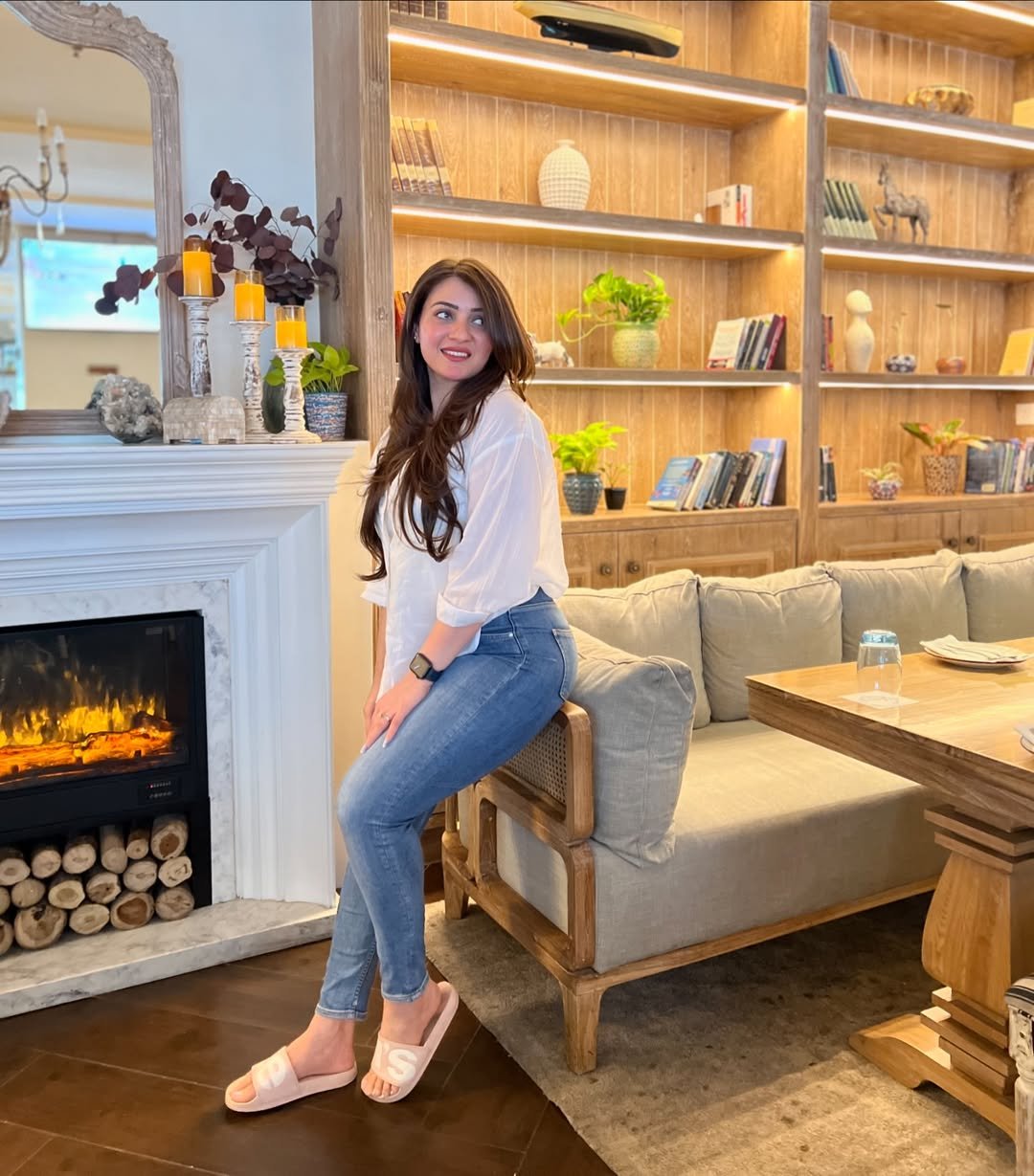Cozy White Blouse and Light-Wash Denim Jeans