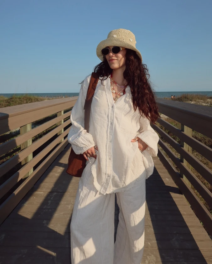 Cream Gauze & Oversized Cotton Breezy Boardwalk Co-ord