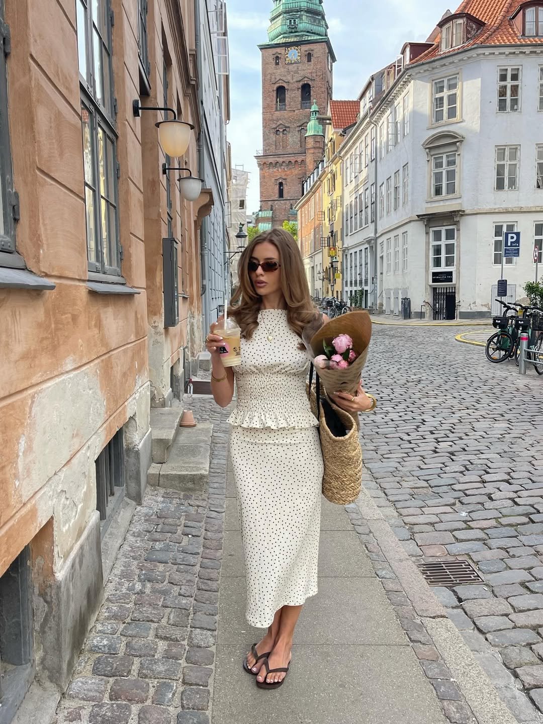 Cream Polka Dot Matching Set Chic European Summer Style