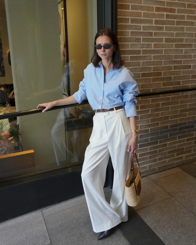 Crisp Light Blues: Structured Tailoring for Effortless Office Elegance