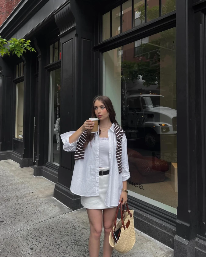 Crisp White and Earthy Stripe Relaxed City Layers