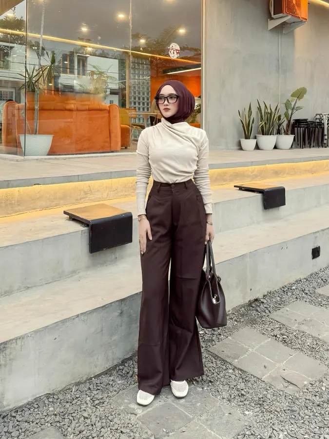 Earthy Espresso and Oatmeal Drape: Modest Academic Sophistication