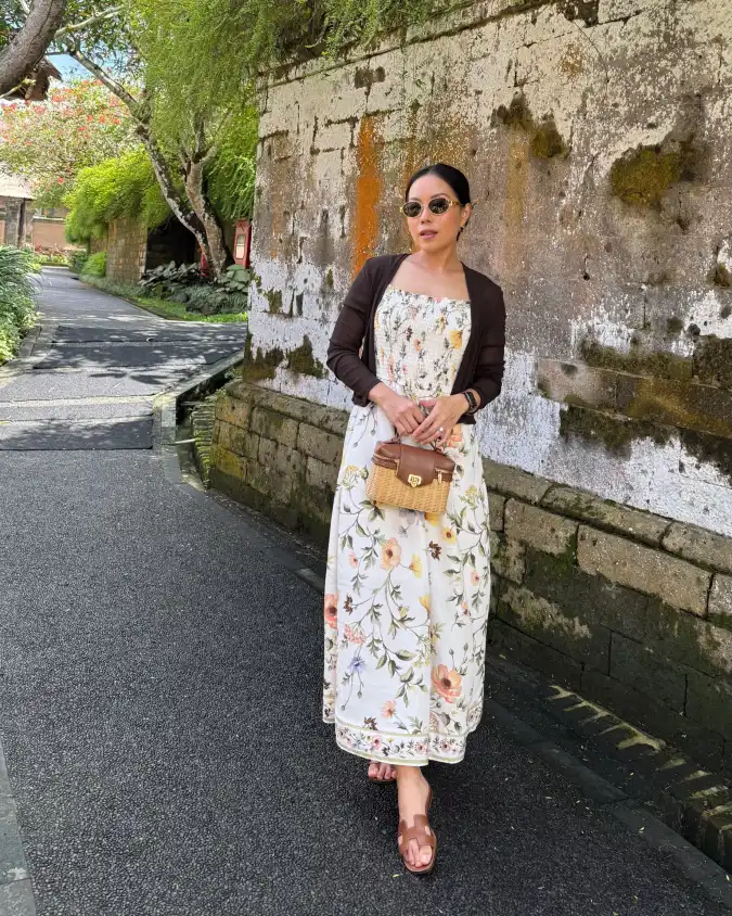 Earthy Floral & Brown Cardigan Modest Vacation Style
