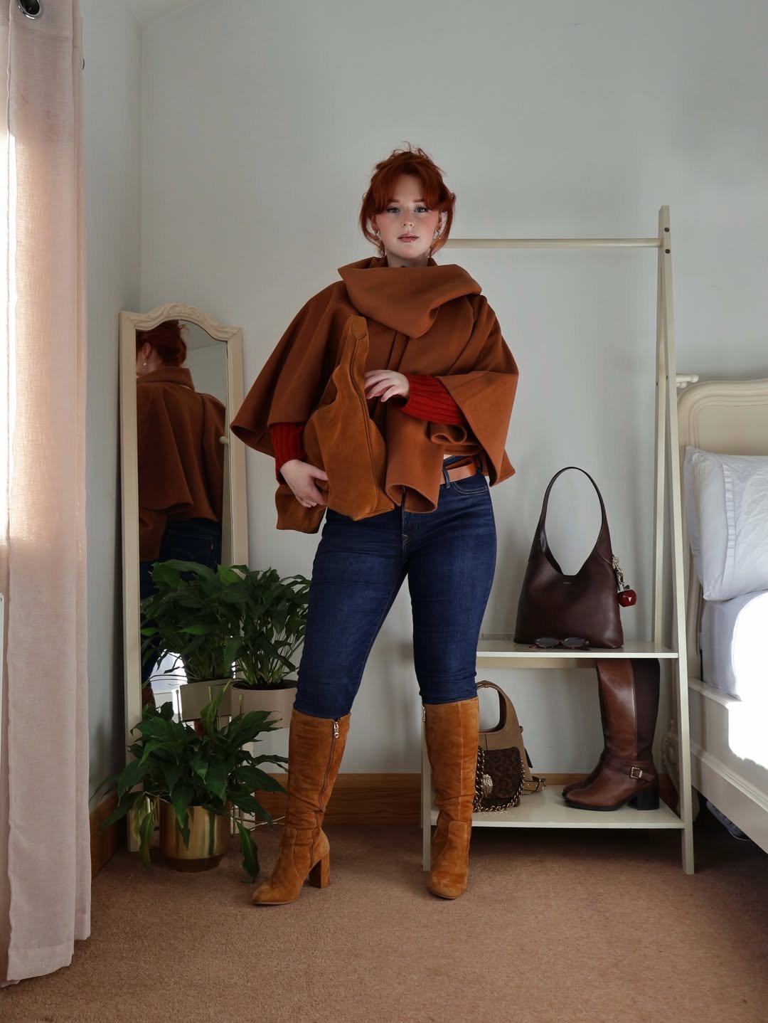 Earthy Red Suede Concert Chic