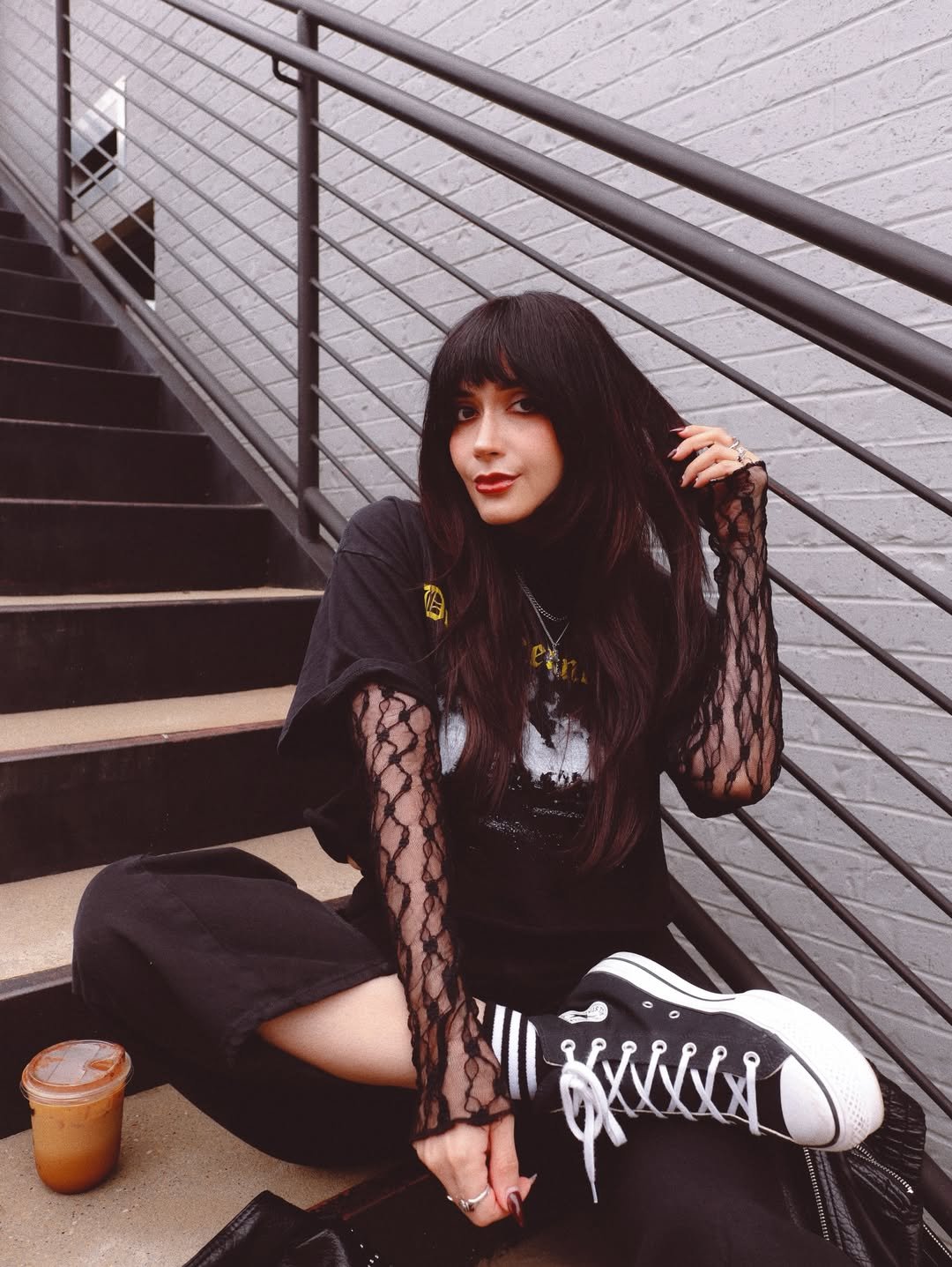 Edgy, All-Black Oversized Fit Rocker Concert Comfort