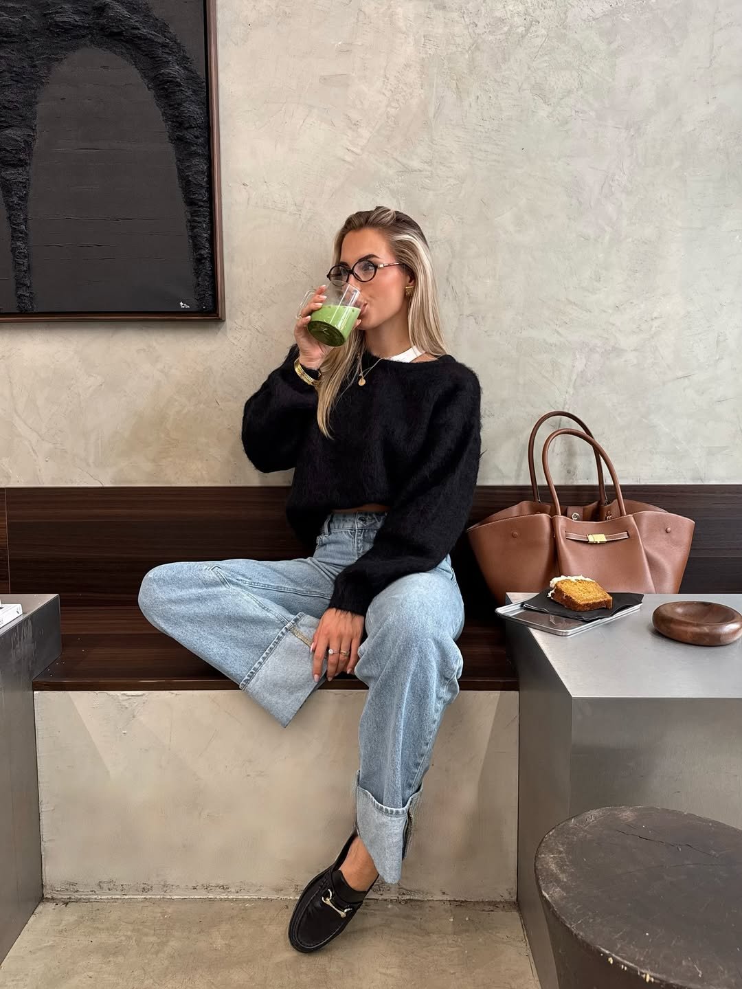 Effortless Oversized Knit and Wide Leg Denim Cozy Indie Concert Style