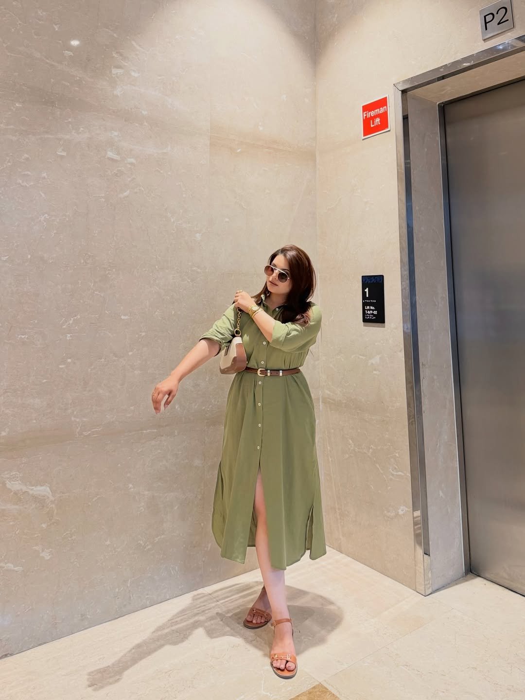 Effortless Sage Green Relaxed Shirt Dress 