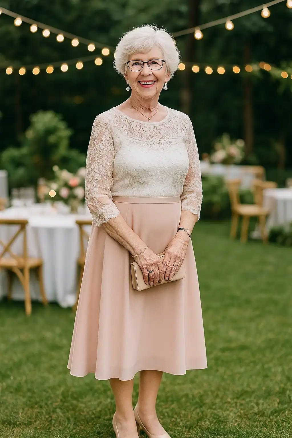 Elegant Blush Flowing Dress for a Post Wedding Farewell