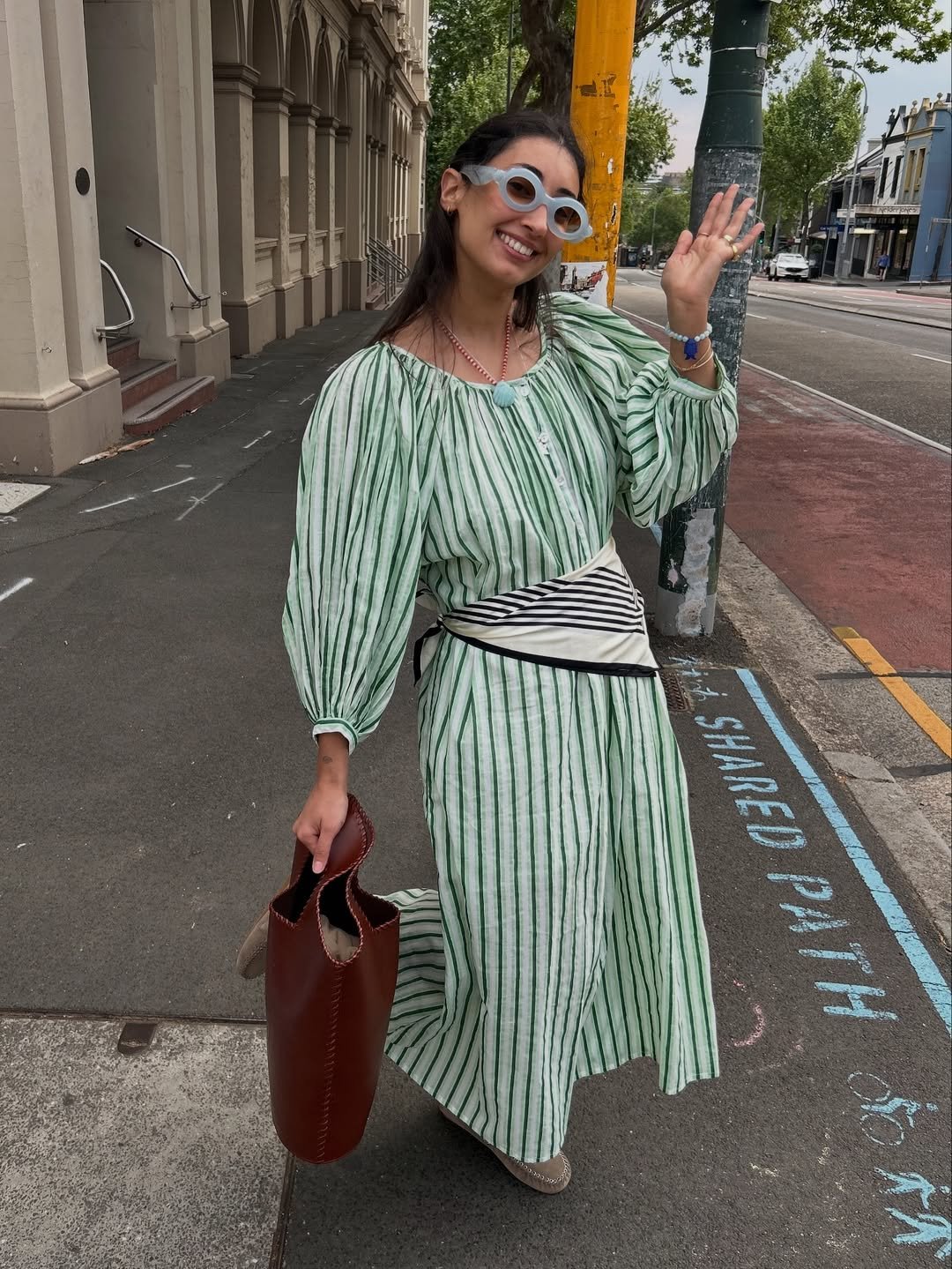 Green Striped Breezy Maxi Dress