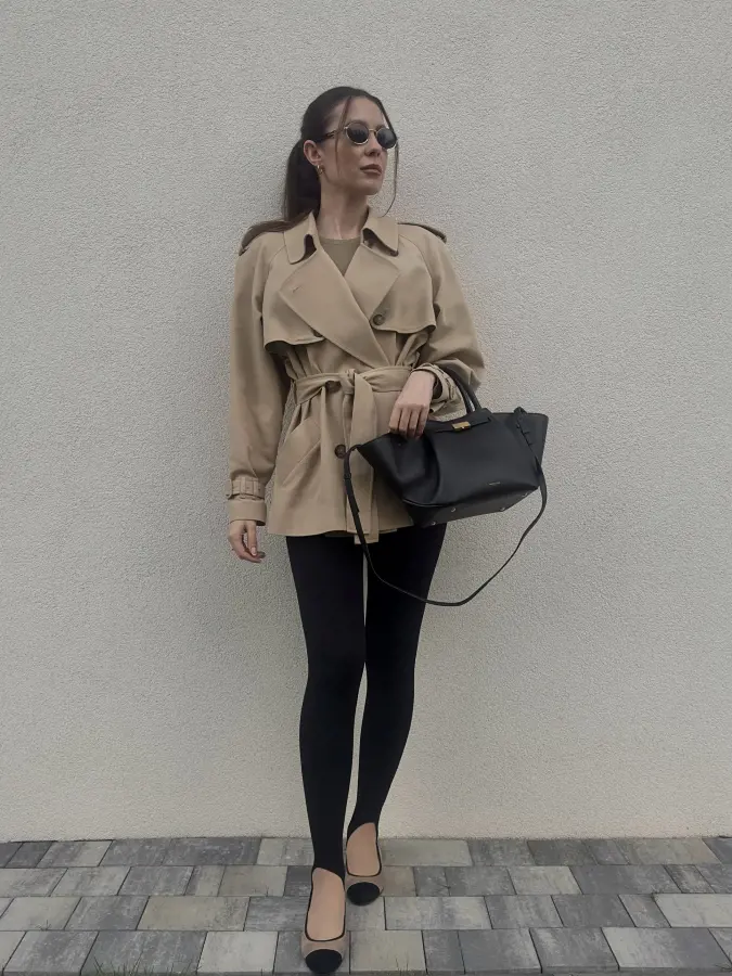 Khaki & Black Minimalist Trench Layers