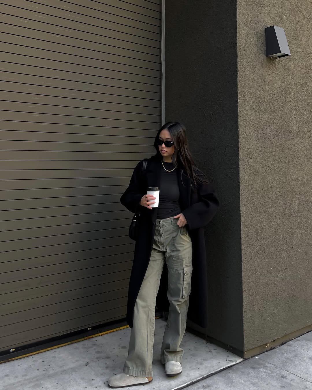 Neutral Olive Cargos Polished Layers