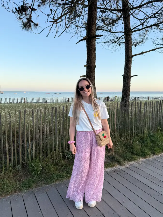 Pink Floral and White Cotton: Breezy Beachside Separates