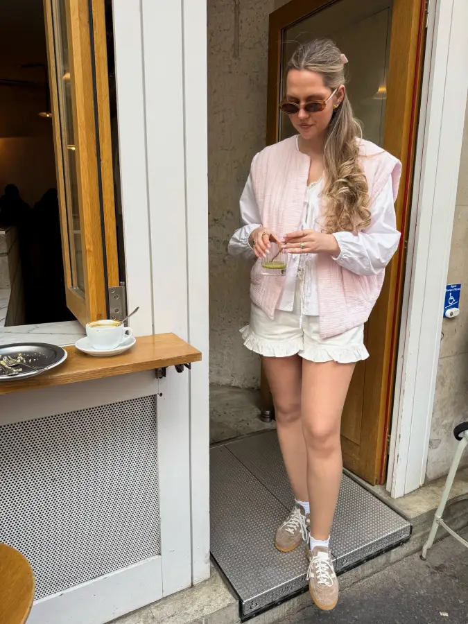 Pink Quilted and Ruffled White Soft Weekend Layers