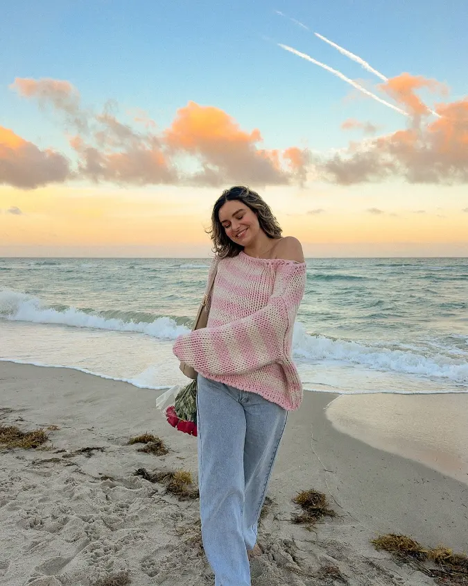Pink Striped Slouchy Beach Knits
