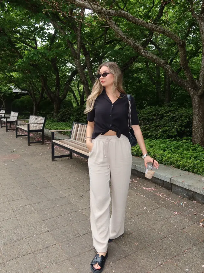 Relaxed Linen Pants and Button Down for Effortless Weekend Comfort