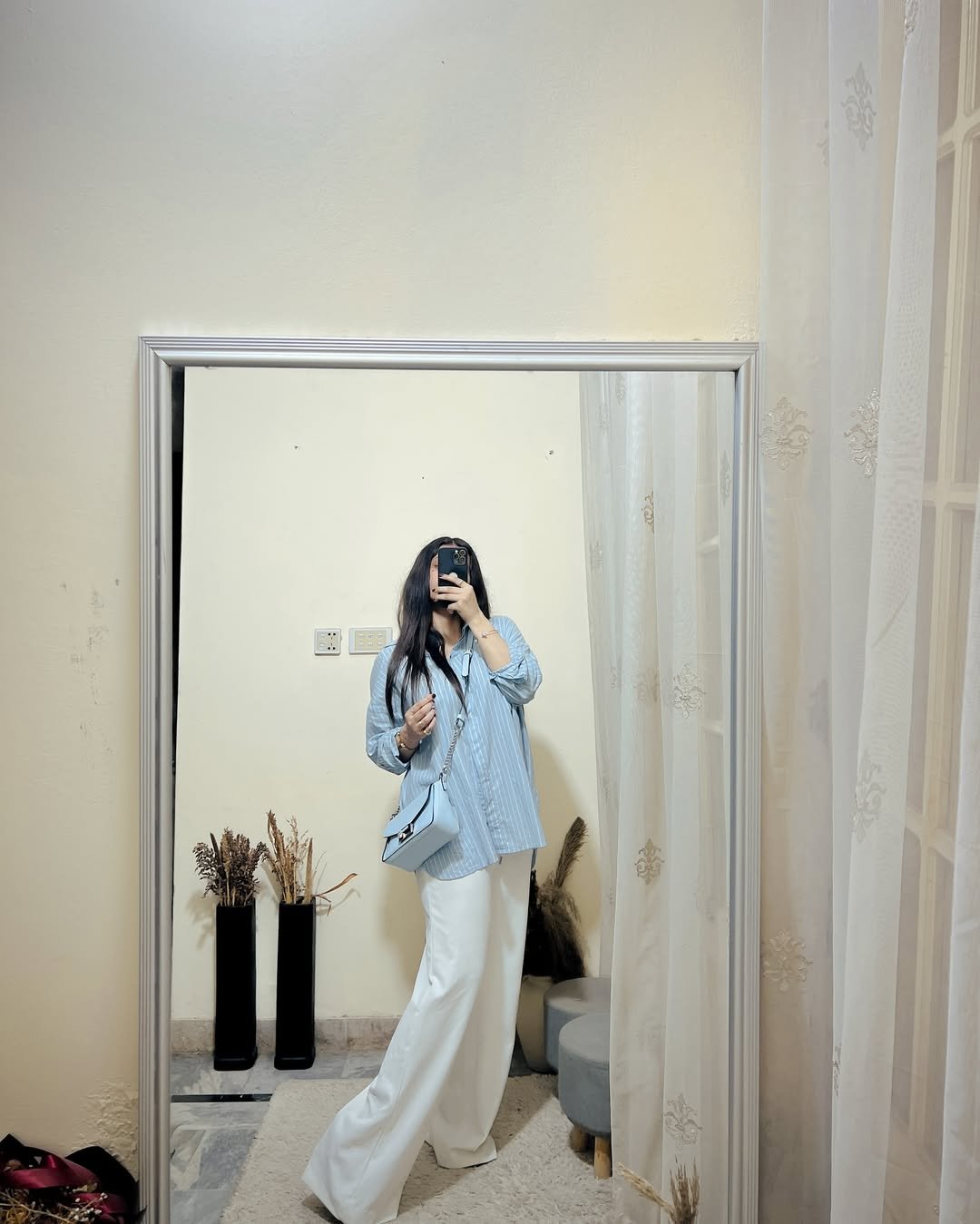 Relaxed Sky Blue Oversized Corporate Modest Wear for Effortless Office Elegance