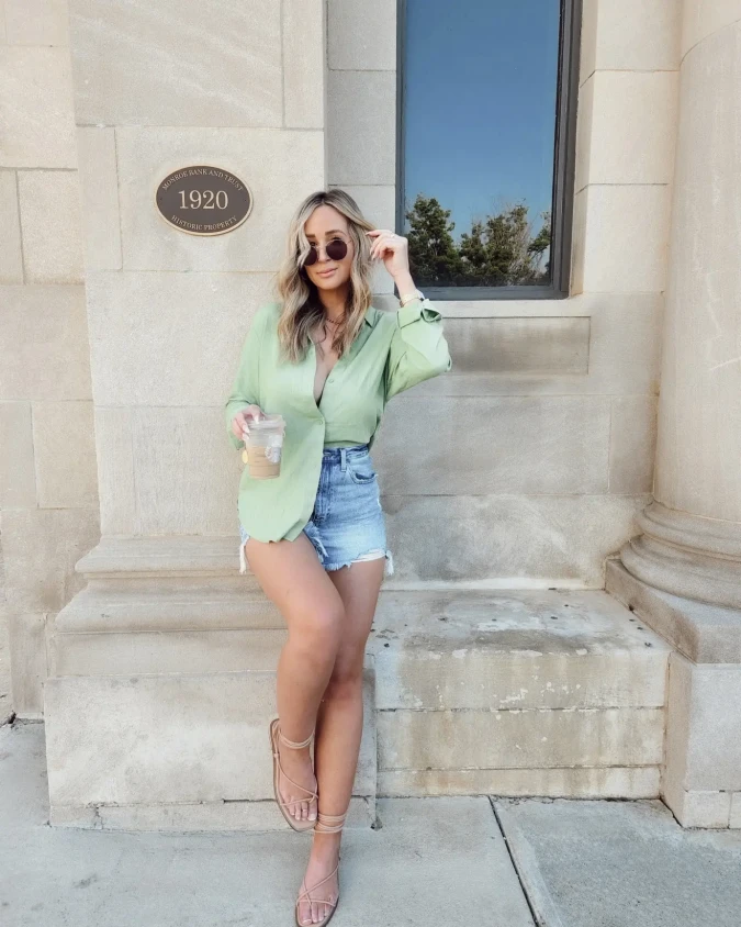 Sage Green and Distressed Denim: Breezy Summer Separates