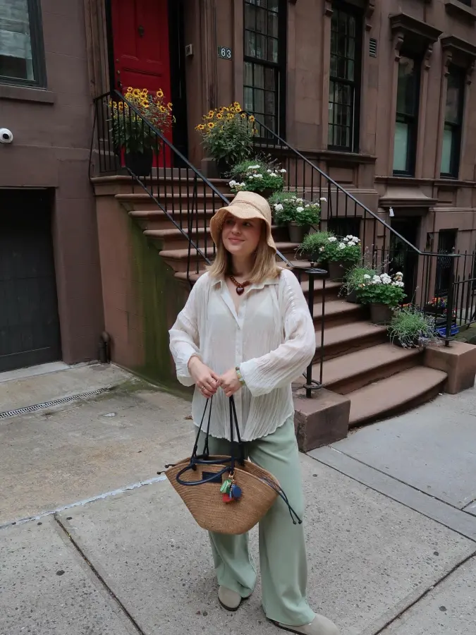 Sage and Cream Gauze: Breezy Boho Wide Leg Separates