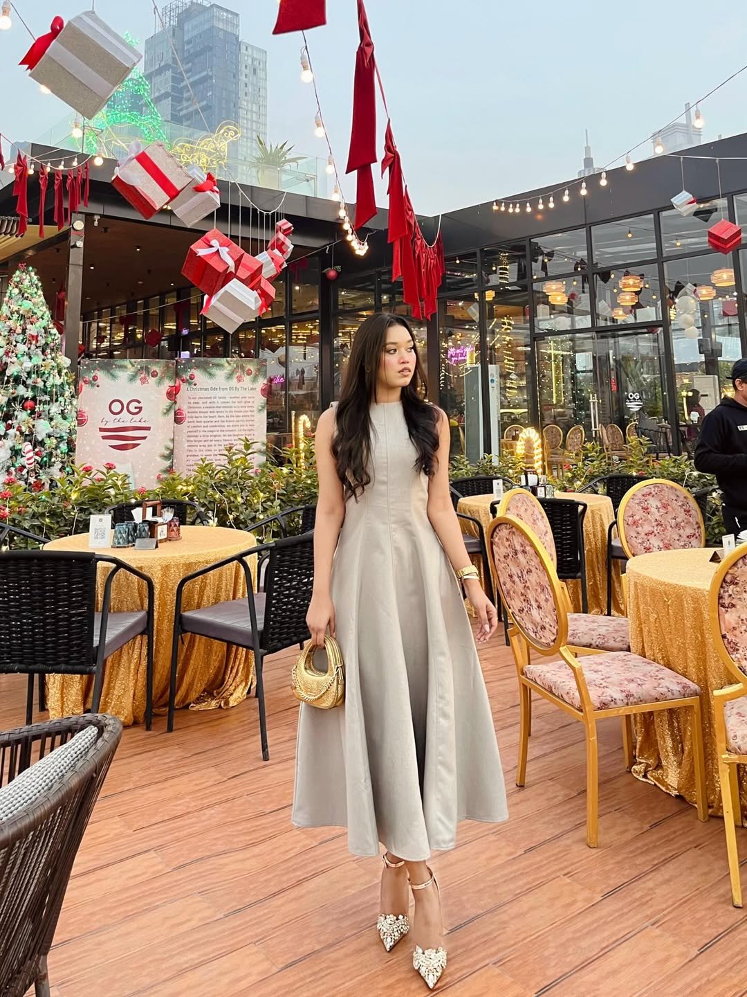 Simply Chic Neutral Midi Dress for a Holiday Evening