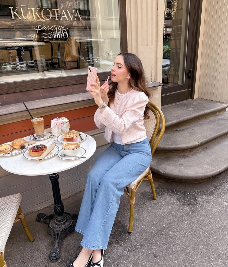 Soft Pink: Tailored Denim Look