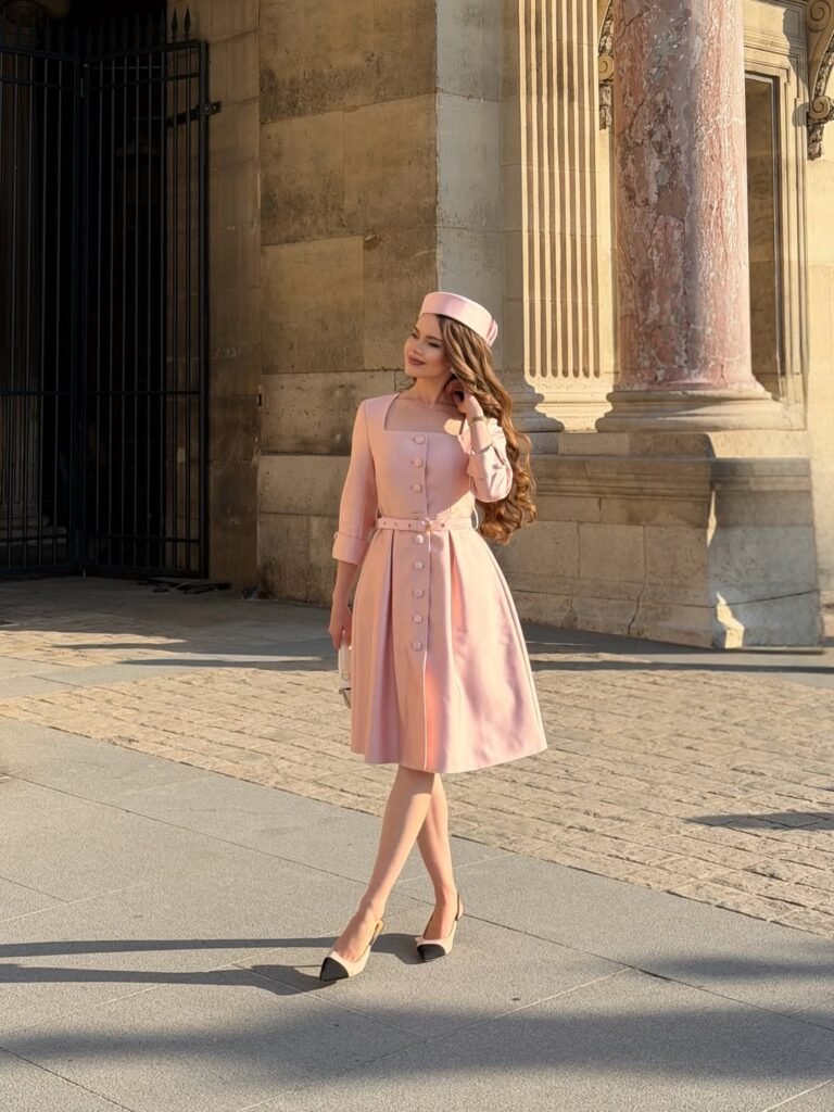 Vintage Blush: Tailored Dress