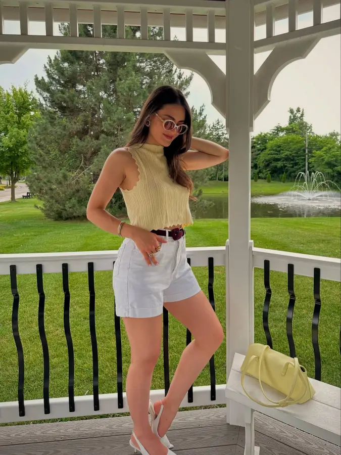 Soft Yellow Knit Meets White Shorts: Breezy Summer Ease for Every Curve