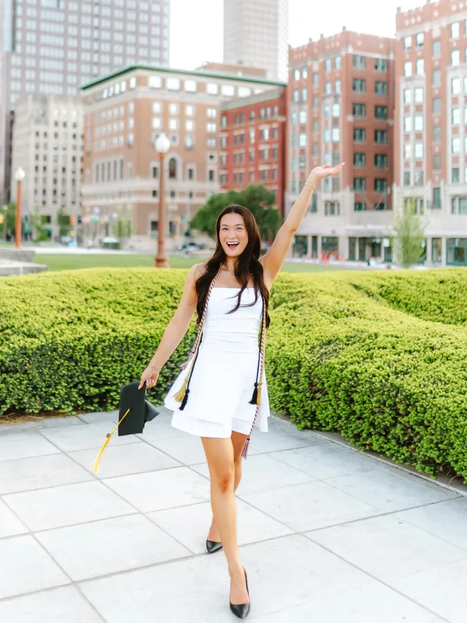strapless white tiered skater breezy city graduation style