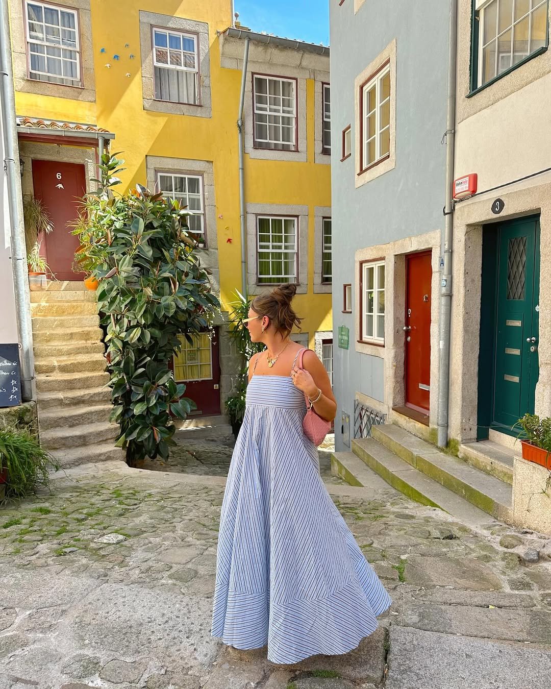 Striped, Breezy Blue Maxi Easygoing Travel Style
