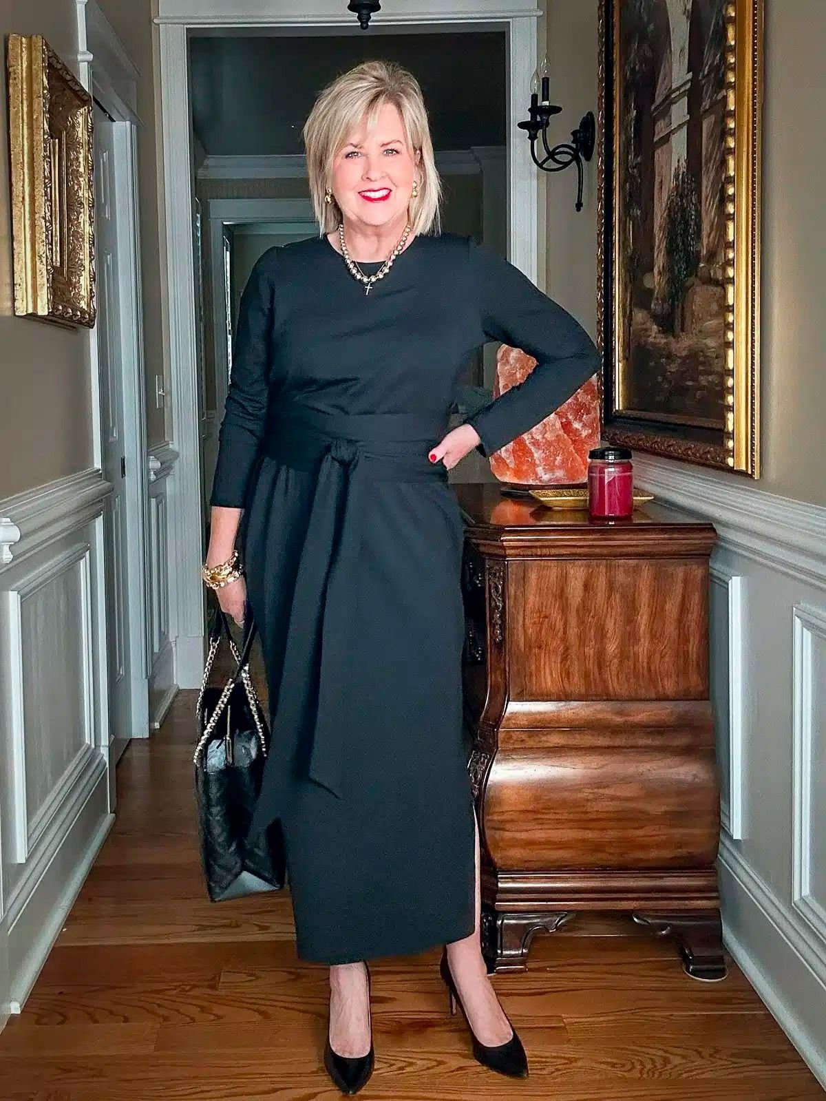 Structured, Black Waist-Tie Dress, Versatile Daily Confidence, for Every Activity Beyond Formal Galas