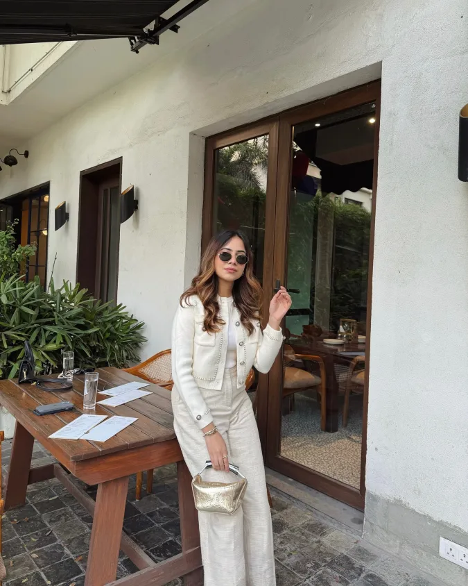 Structured Cardigan and Tailored Neutral Trousers for Classy Brunch Style